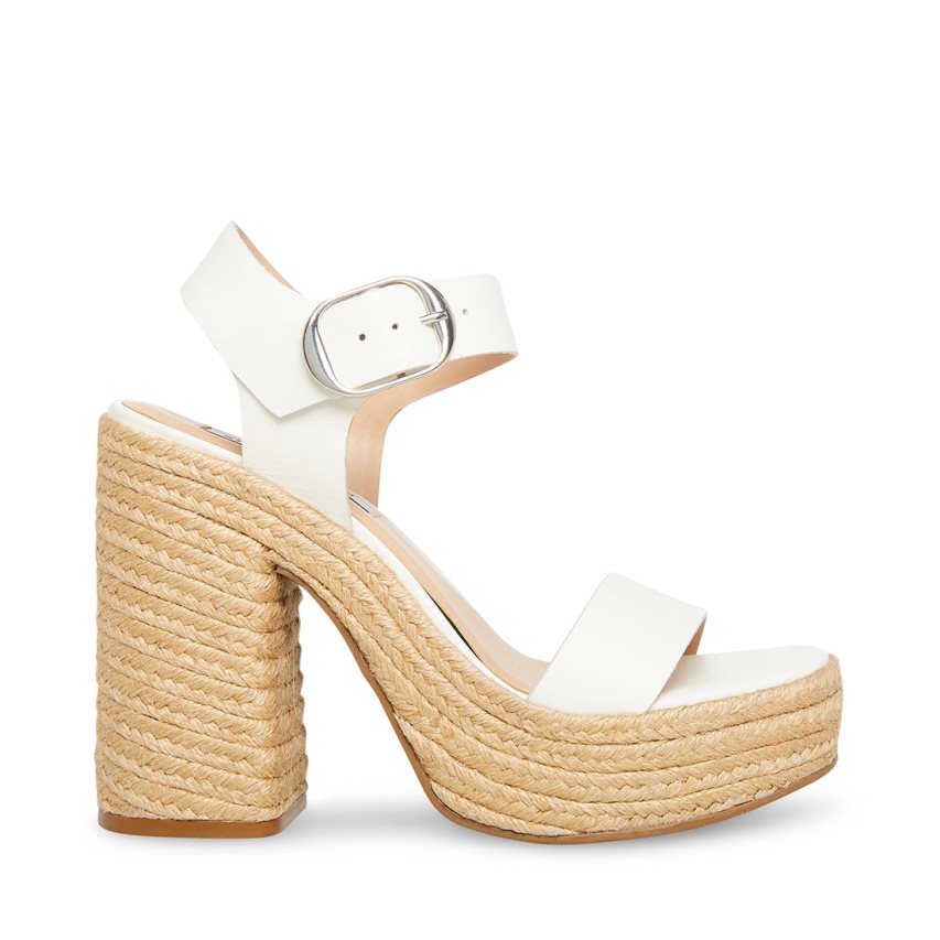 Sandalias Tacones Steve Madden Janice Cuero Mujer Blancas | ES XK2S60